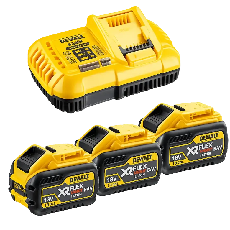 DeWALT DCB118Y3-QW — Pack énergie 54V/18V FLEXVOLT (3x12,0 Ah) + chargeur rapide DCB118