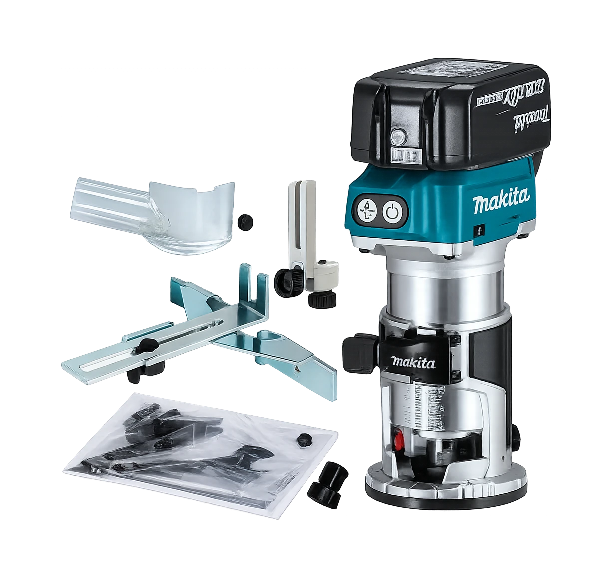 Makita DRT50ZX4 — Affleureuse 18V LXT brushless Ø6-8 mm + accessoires (machine seule)